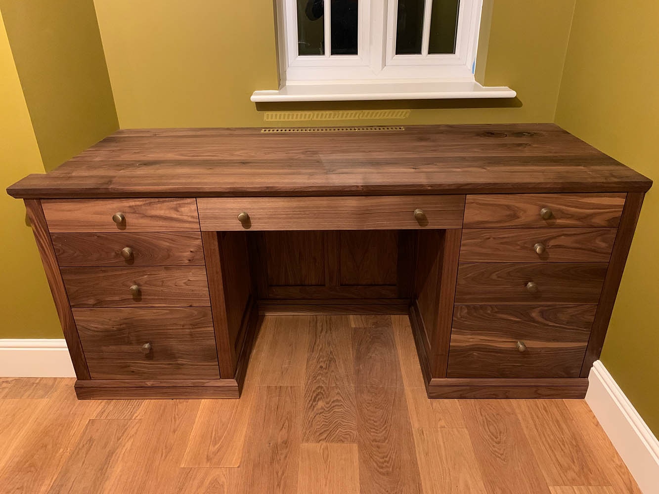 Walnut fitted desk, handmade in Shropshire